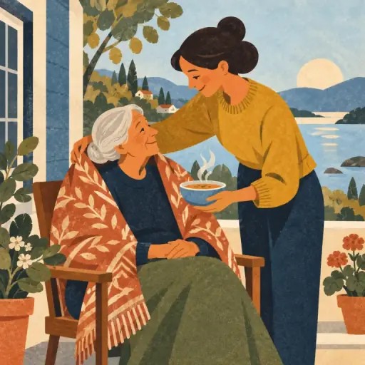 Tranh minh họa từ caring